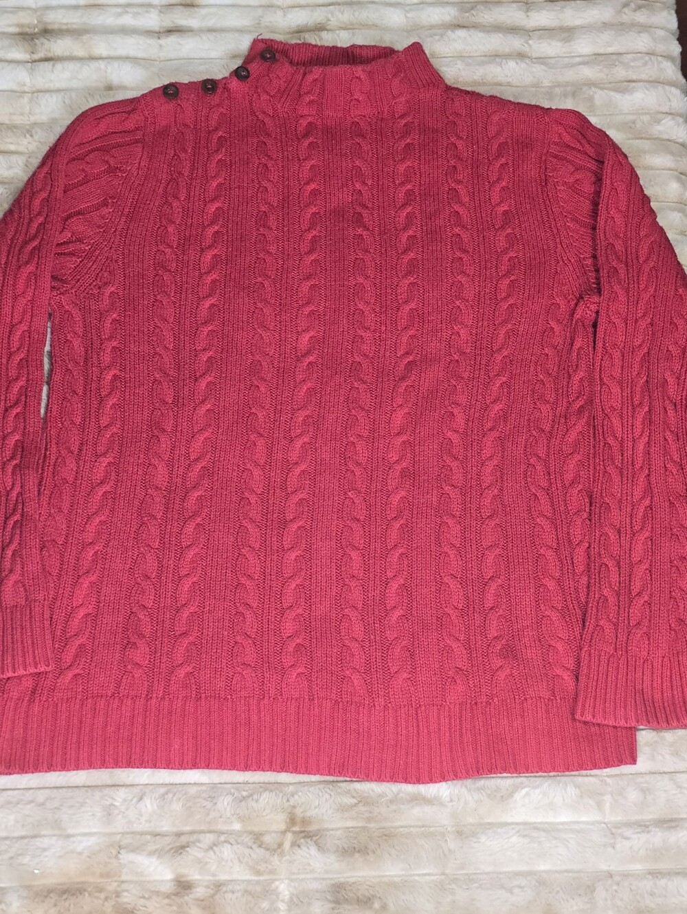 croft & barrow Cable Knit Button-Shoulder Sweater - Hot Pink